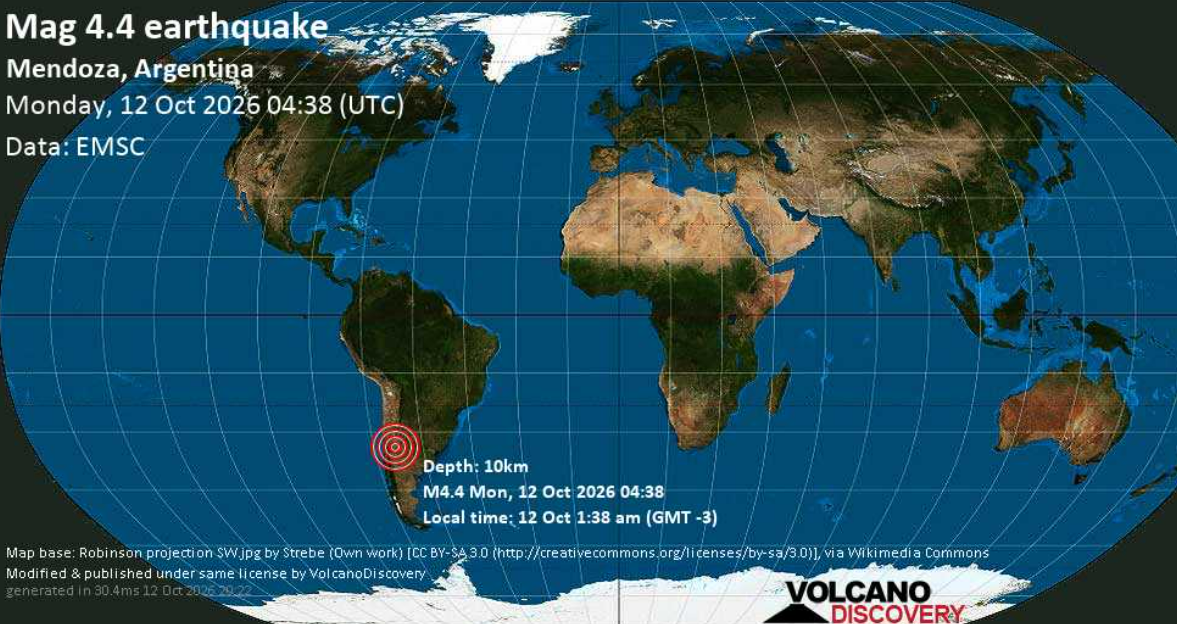 Sismo de magnitud 4.4 sacudió la zona de San Martín en Mendoza