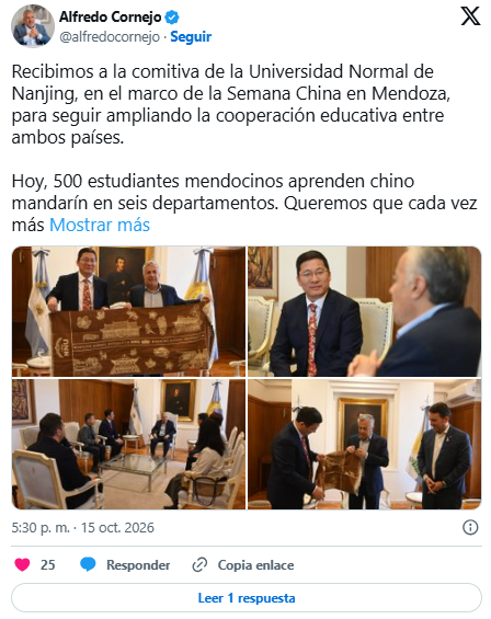 Cornejo recibe delegación china y busca traducir diplomacia en oportunidades para Mendoza - imagen adicional