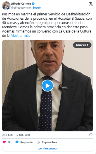 Mendoza inaugura primer servicio de deshabituación de adicciones en El Sauce - imagen adicional
