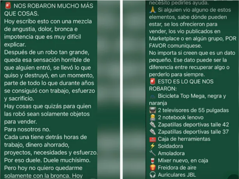 Robo total en Tunuyán: se llevaron hasta artículos de higiene personal - imagen adicional